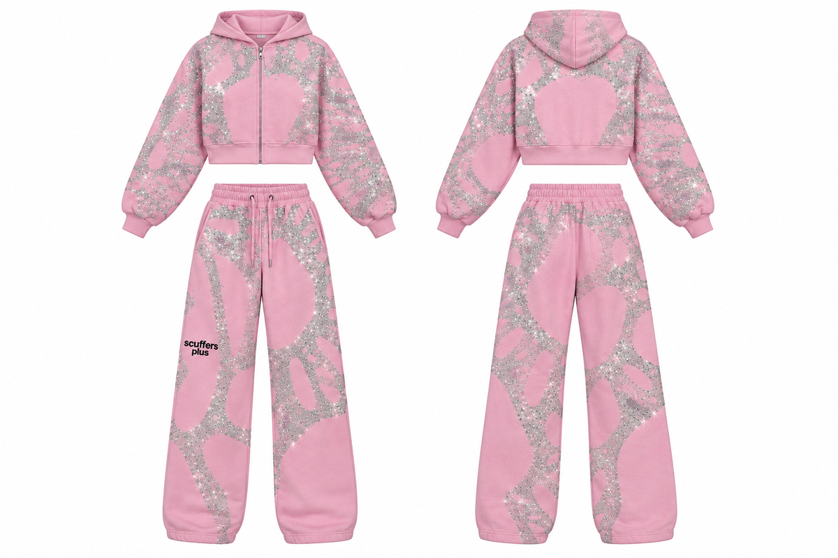 Pink Rhinestone Sweatsuit Set