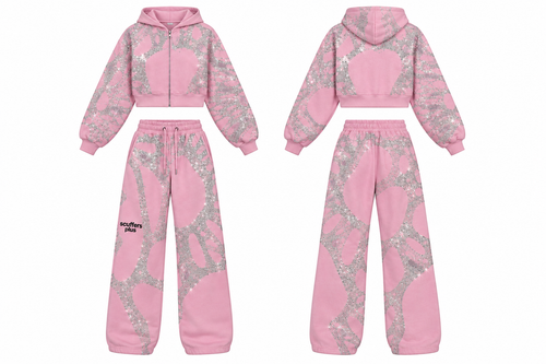 Pink Rhinestone Sweatsuit Set